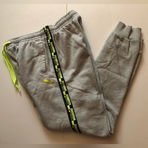 Puma Boys Sweatpants -Heather Grey with Neon Green Details in Sz L (14/16) EUC